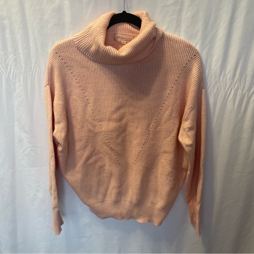 Philosophy Knit SOFT Turtleneck Pullover Sweater Pink Medium‎ Barbiecore Preppy